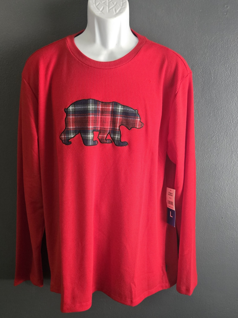 Eddie Bauer Men's Red Long Sleeve Waffle Knit Thermal Sleepwear Tee L